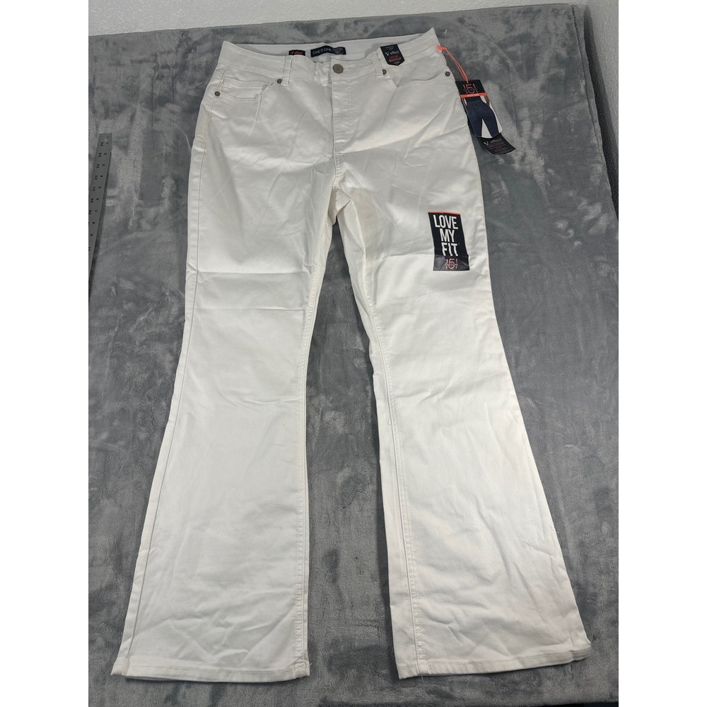 One 5 One V-Effect White High Rise Bootcut Jeans Womens 14/32‎ NWT